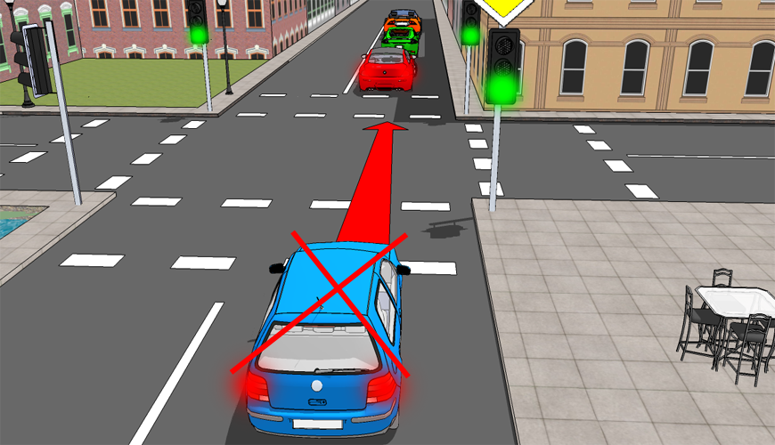 Draudžiama įvažiuoti į sankryžą, jeigu joje ar už jos yra kliūtis