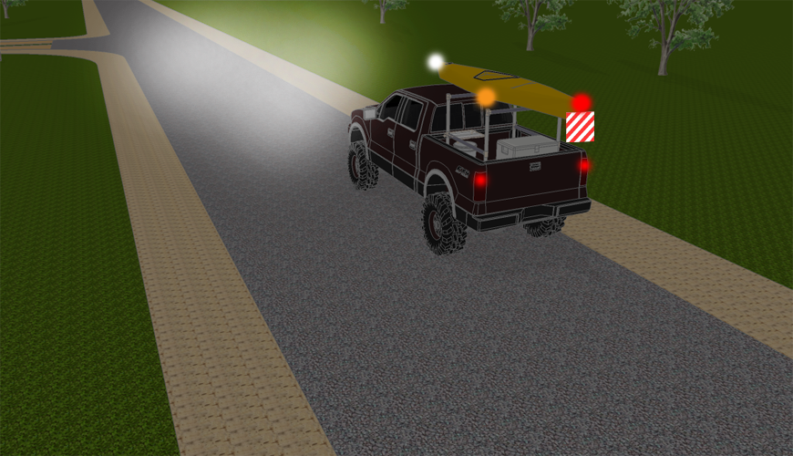 Naktį arba esant blogam matomumui vežamas krovinys turi būti pažymėtas