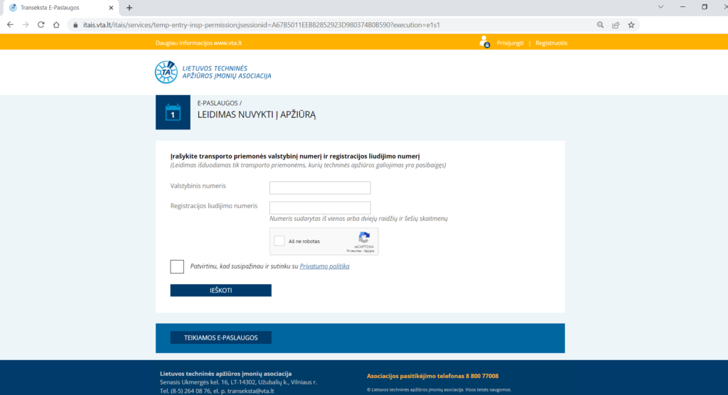 Leidimo nuvykti į apžiūrą pildymo šablonas