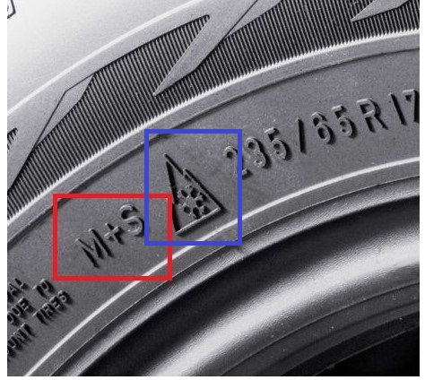 Žieminės padangos papildomai žymimos SNAIGĖS KALNO FONE LOGOTIPU 3PMSF (Three Peak Mountain Snow Flake)