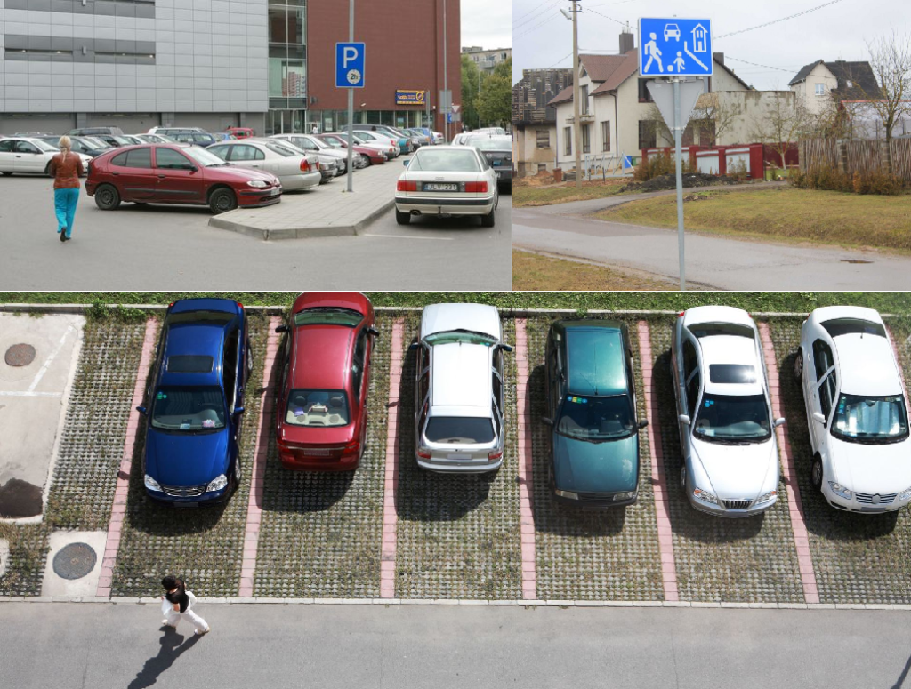 Dviratininkų ir pėsčiųjų eismo tvarka gyvenamojoje zonoje ir stovėjimo aikštelėse