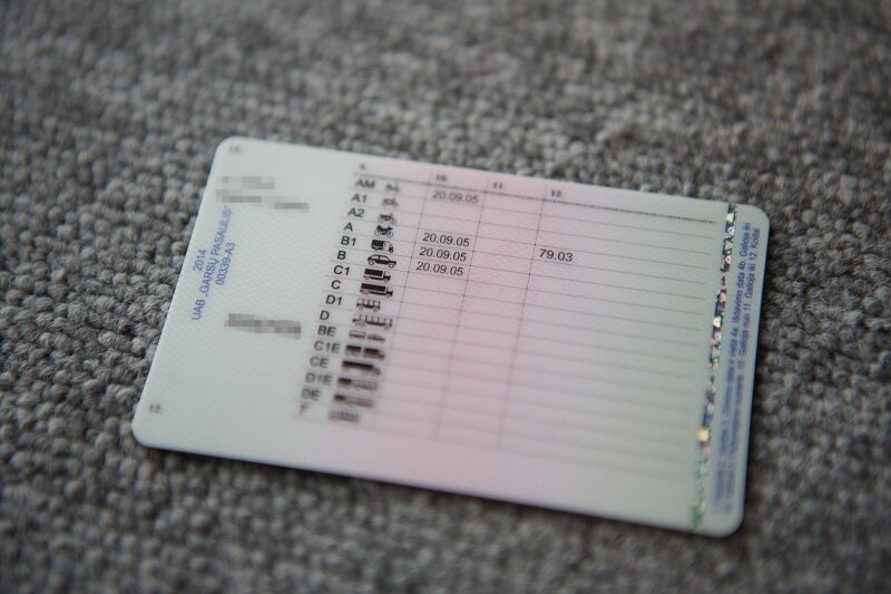 Vairuotojo pažymėjimas su kodu 79.03