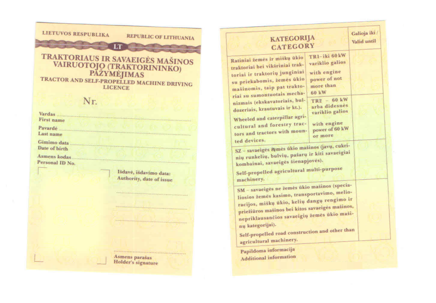 Kokie dokumentai reikalingi norint įgyti traktorininko pažymėjimą?