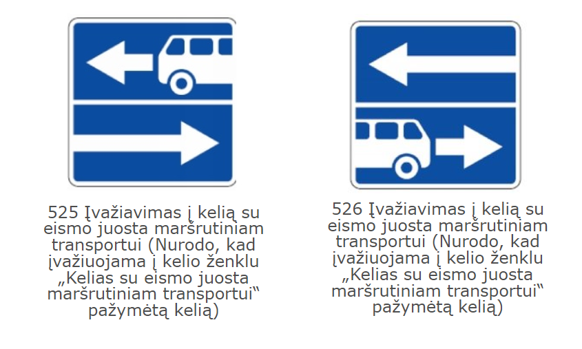 Vienpusio eismo keliui galiojantys kelio ženklai