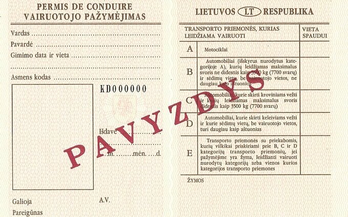 Ar prarandama teisė vairuoti nepasikeitus seno tipo (laminuoto) vairuotojo pažymėjimo?